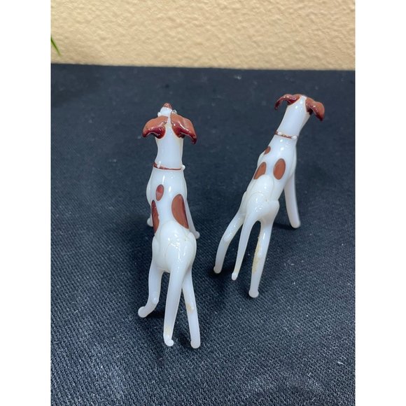 Vintage Miniature Hand Blown Jack Russel Fox terrier Milk Glass Dogs - Picture 6 of 8